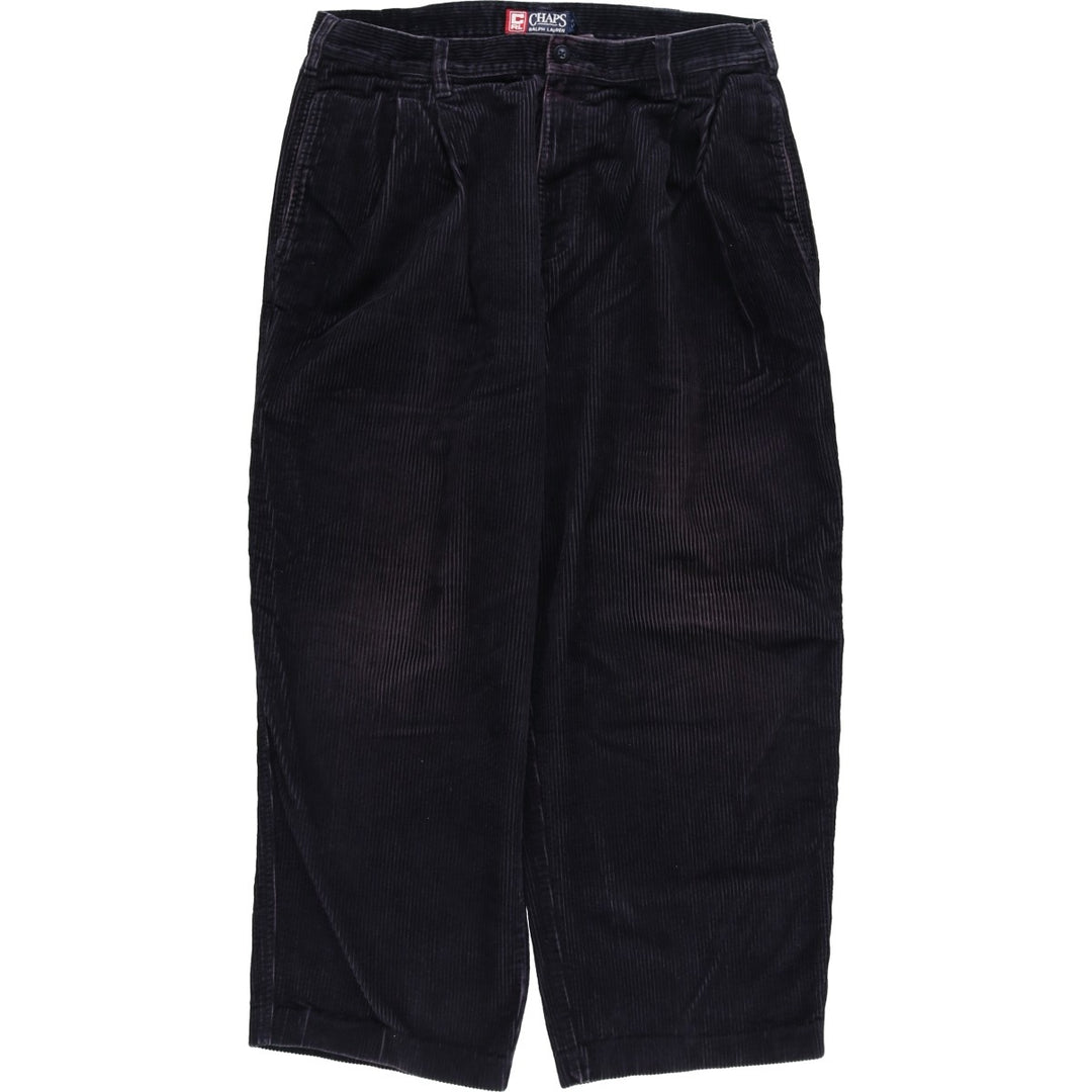 Ralph Lauren Chaps Two-pleat Corduroy Pants Men's Size 36 cotton navy blue type Vintage Second Hand