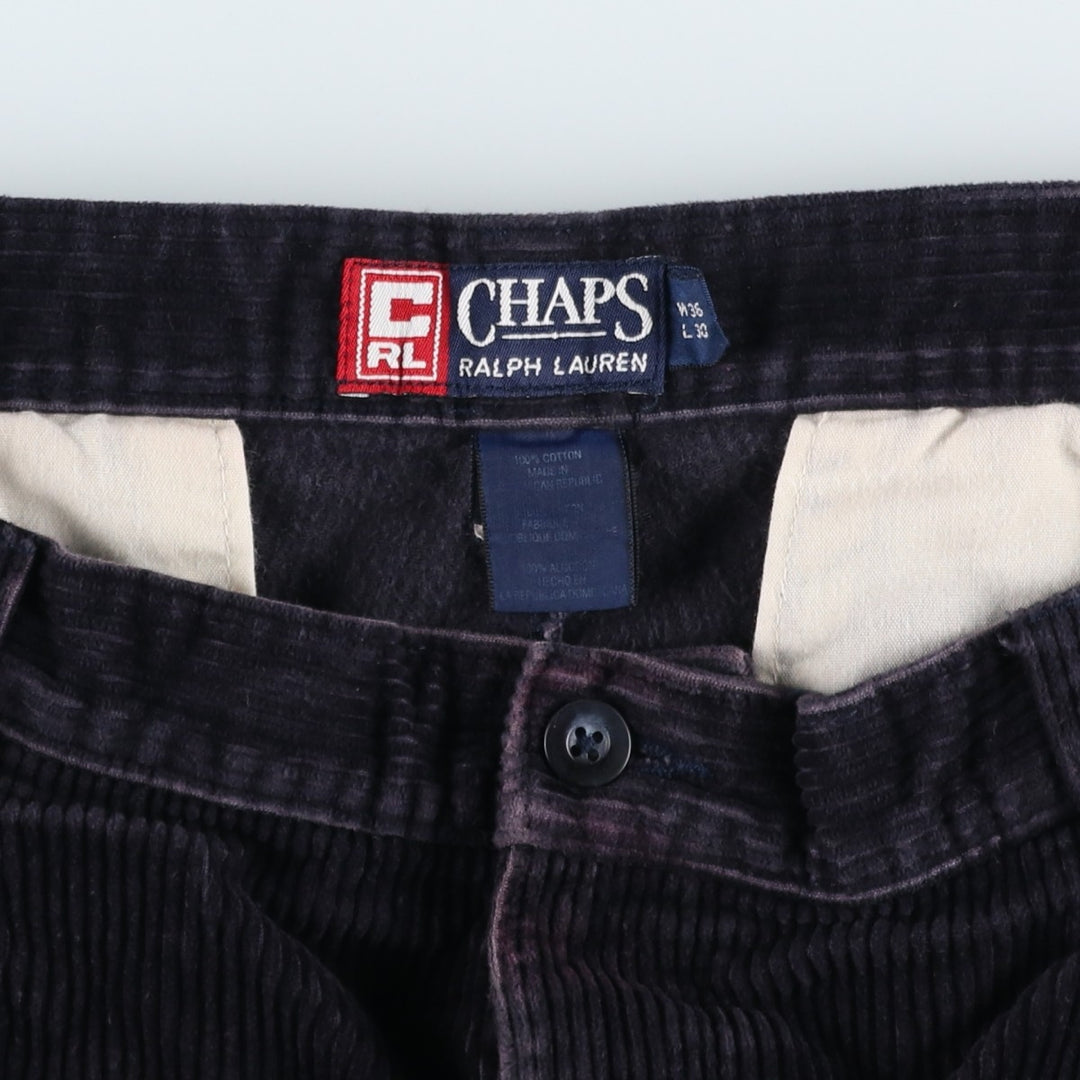 Ralph Lauren Chaps Two-pleat Corduroy Pants Men's Size 36 cotton navy blue type Vintage Second Hand