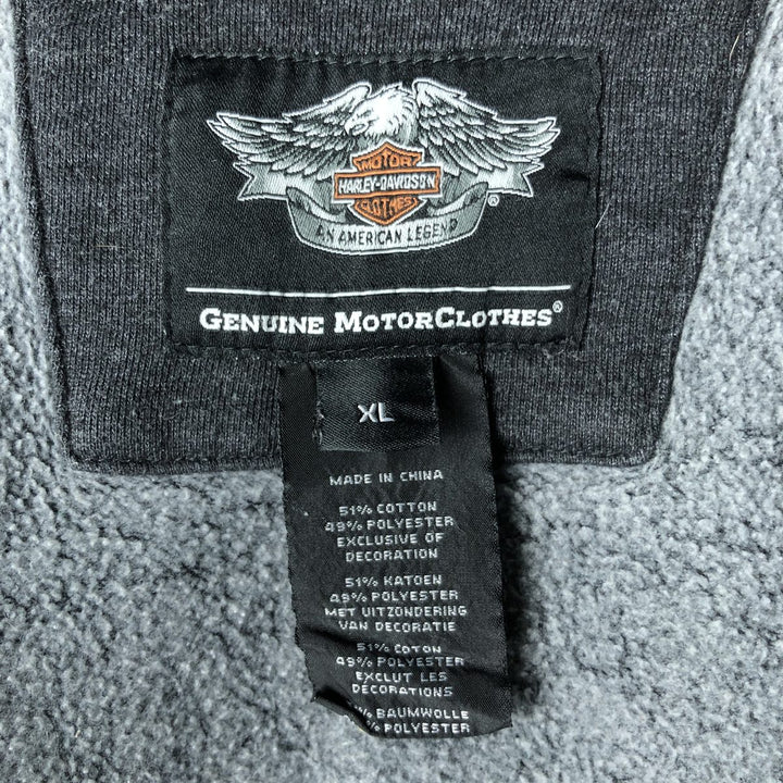 Harley-Davidson Skull Pattern Full-Zip Hoodie, Men's XL cotton black type Vintage Second Hand