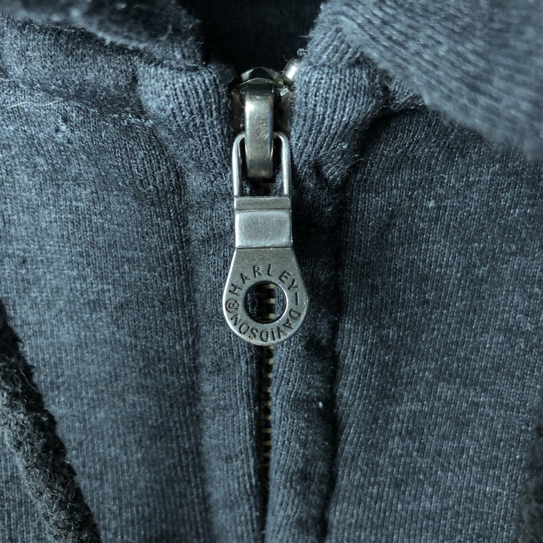 Harley-Davidson Skull Pattern Full-Zip Hoodie, Men's XL cotton black type Vintage Second Hand