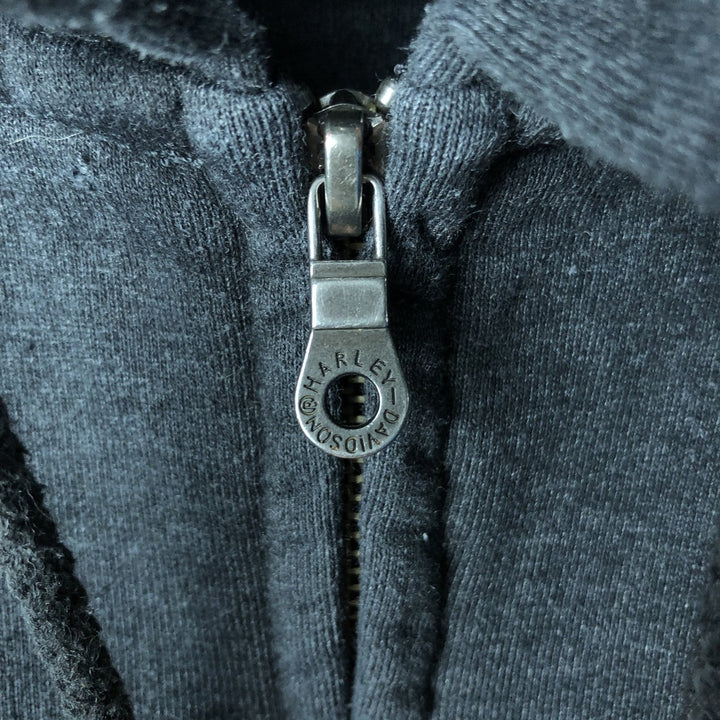 Harley-Davidson Skull Pattern Full-Zip Hoodie, Men's XL cotton black type Vintage Second Hand