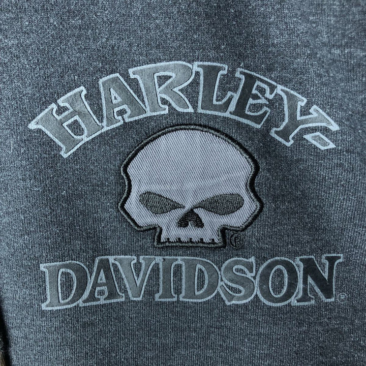 Harley-Davidson Skull Pattern Full-Zip Hoodie, Men's XL cotton black type Vintage Second Hand