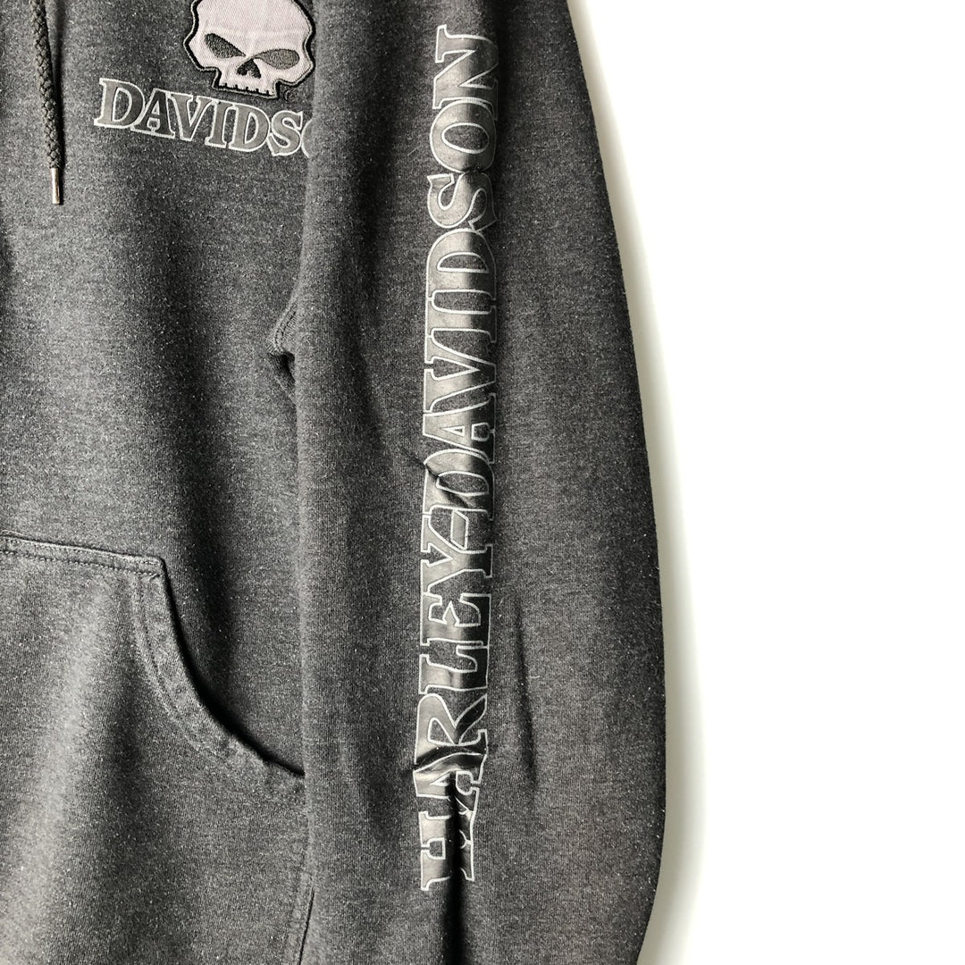 Harley-Davidson Skull Pattern Full-Zip Hoodie, Men's XL cotton black type Vintage Second Hand