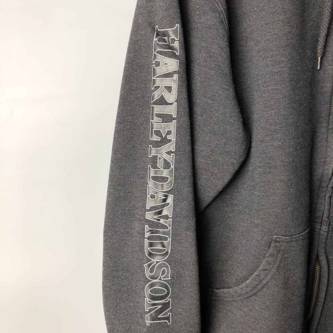 Harley-Davidson Skull Pattern Full-Zip Hoodie, Men's XL cotton black type Vintage Second Hand
