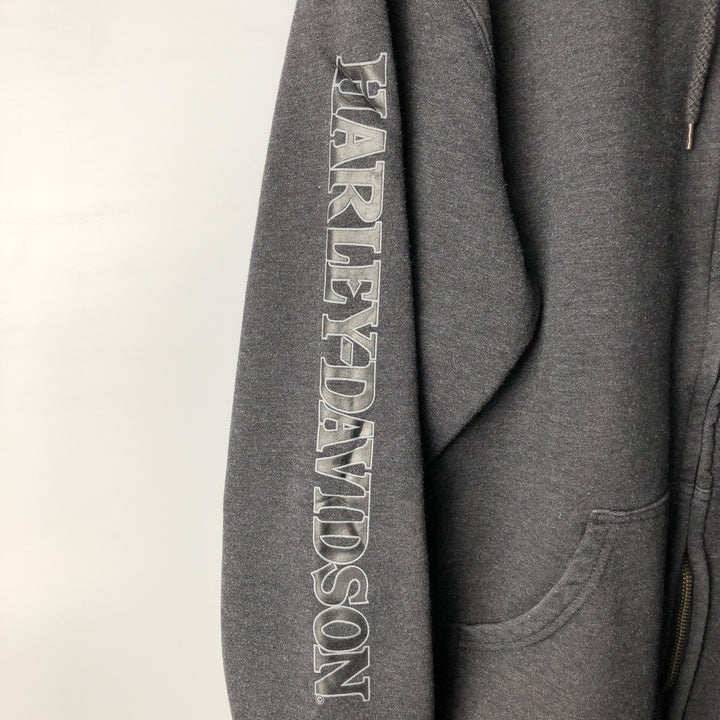 Harley-Davidson Skull Pattern Full-Zip Hoodie, Men's XL cotton black type Vintage Second Hand