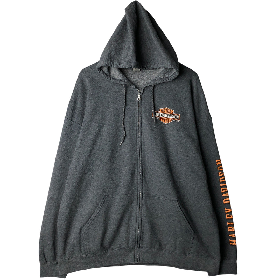 Harley-Davidson Sweat Full Zip Hoodie Men's XXL cotton gray type Vintage Second Hand