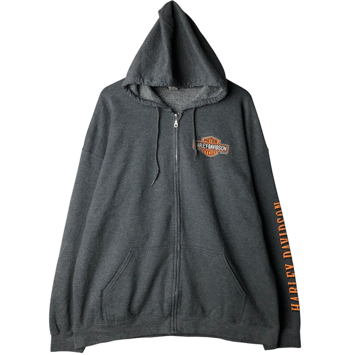 Harley-Davidson Sweat Full Zip Hoodie Men's XXL cotton gray type Vintage Second Hand