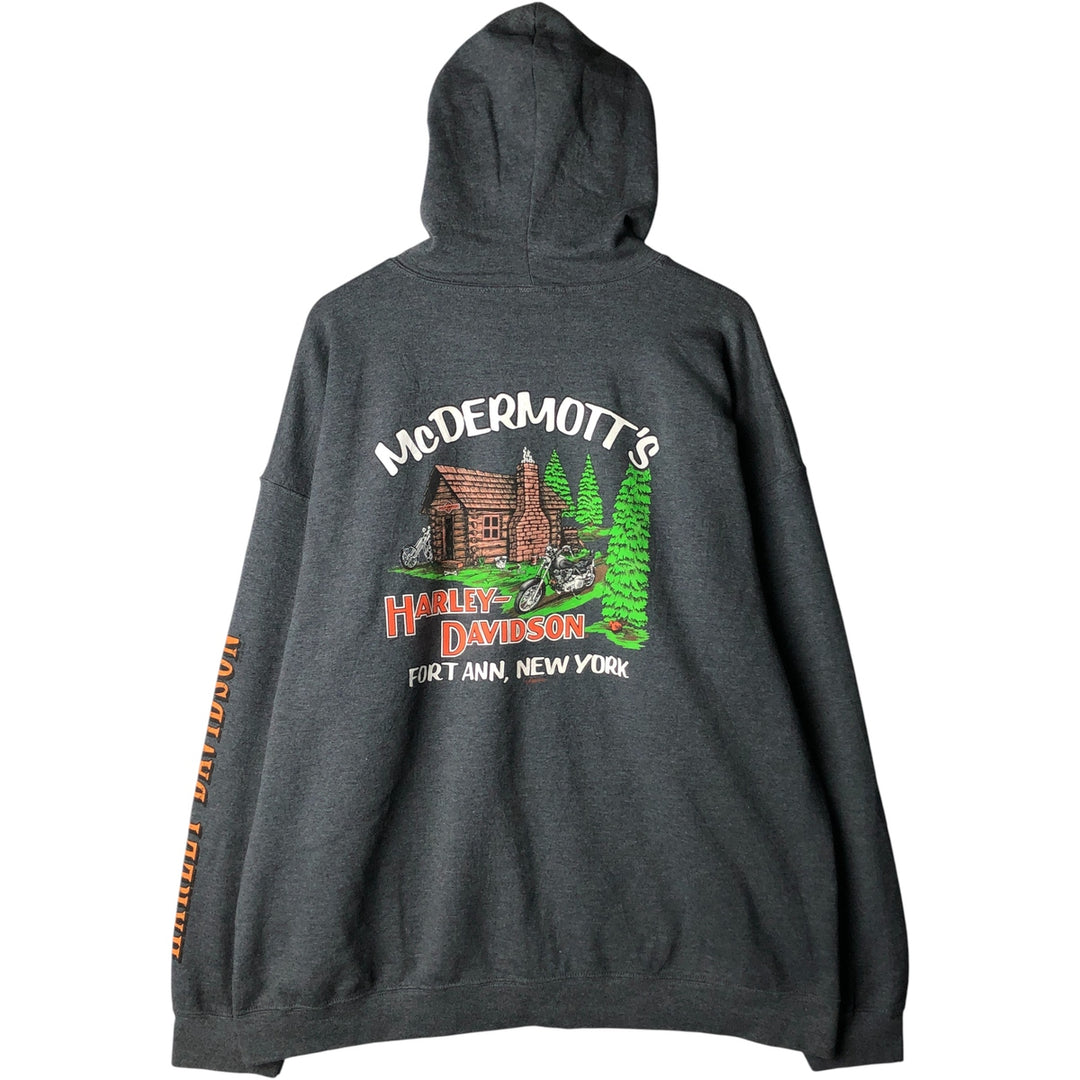 Harley-Davidson Sweat Full Zip Hoodie Men's XXL cotton gray type Vintage Second Hand