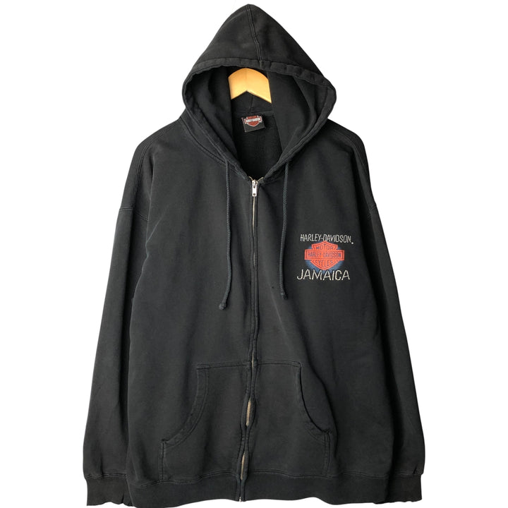 Harley-Davidson Sweat Full Zip Hoodie Men's XXL cotton black type Vintage Second Hand