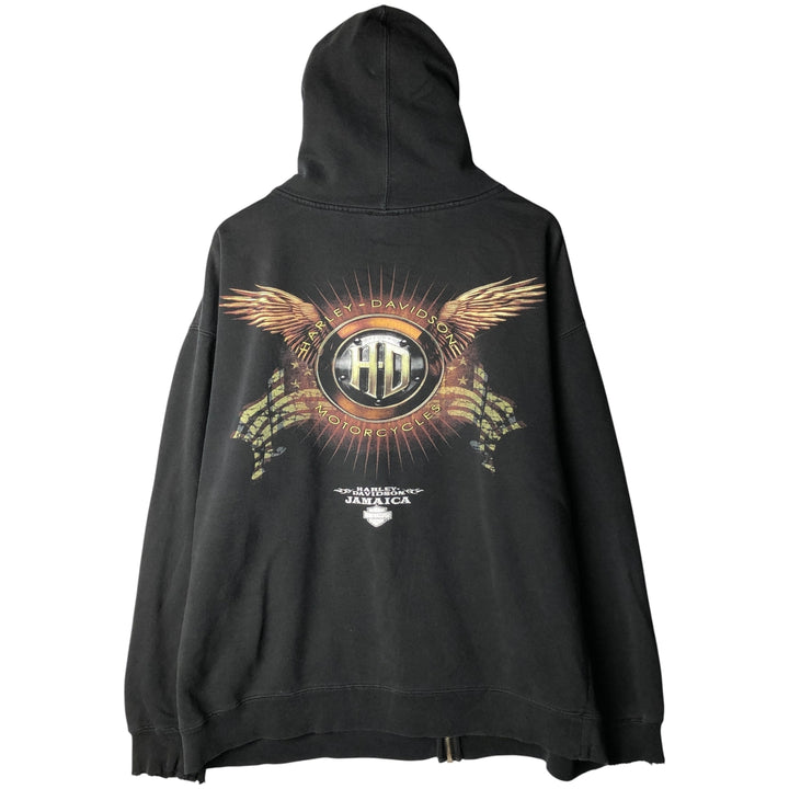 Harley-Davidson Sweat Full Zip Hoodie Men's XXL cotton black type Vintage Second Hand