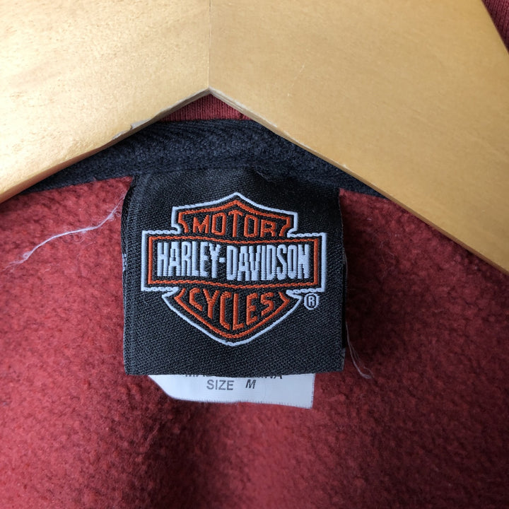Harley-Davidson Men's Full-Zip Hoodie (Size M) cotton red type Vintage Second Hand