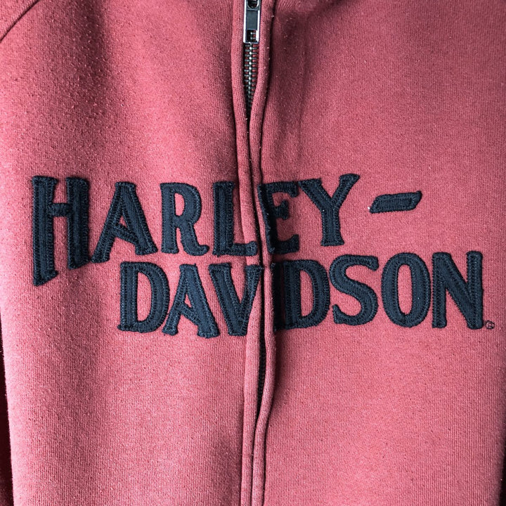 Harley-Davidson Men's Full-Zip Hoodie (Size M) cotton red type Vintage Second Hand