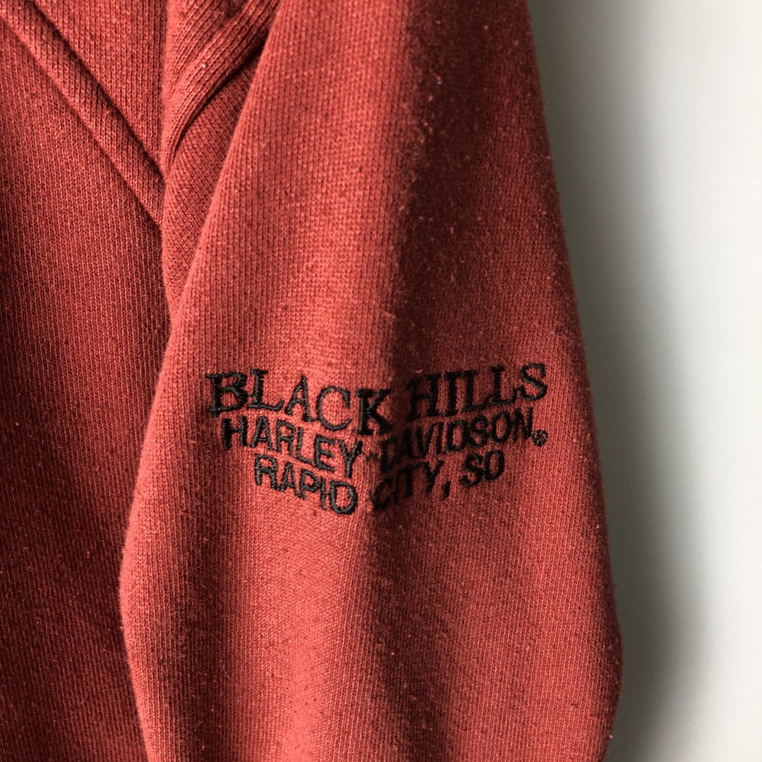 Harley-Davidson Men's Full-Zip Hoodie (Size M) cotton red type Vintage Second Hand