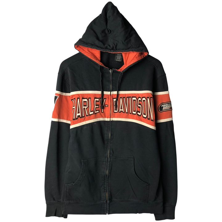Harley-Davidson Racing Full-Zip Hoodie, Men's Size L cotton black type Vintage Second Hand