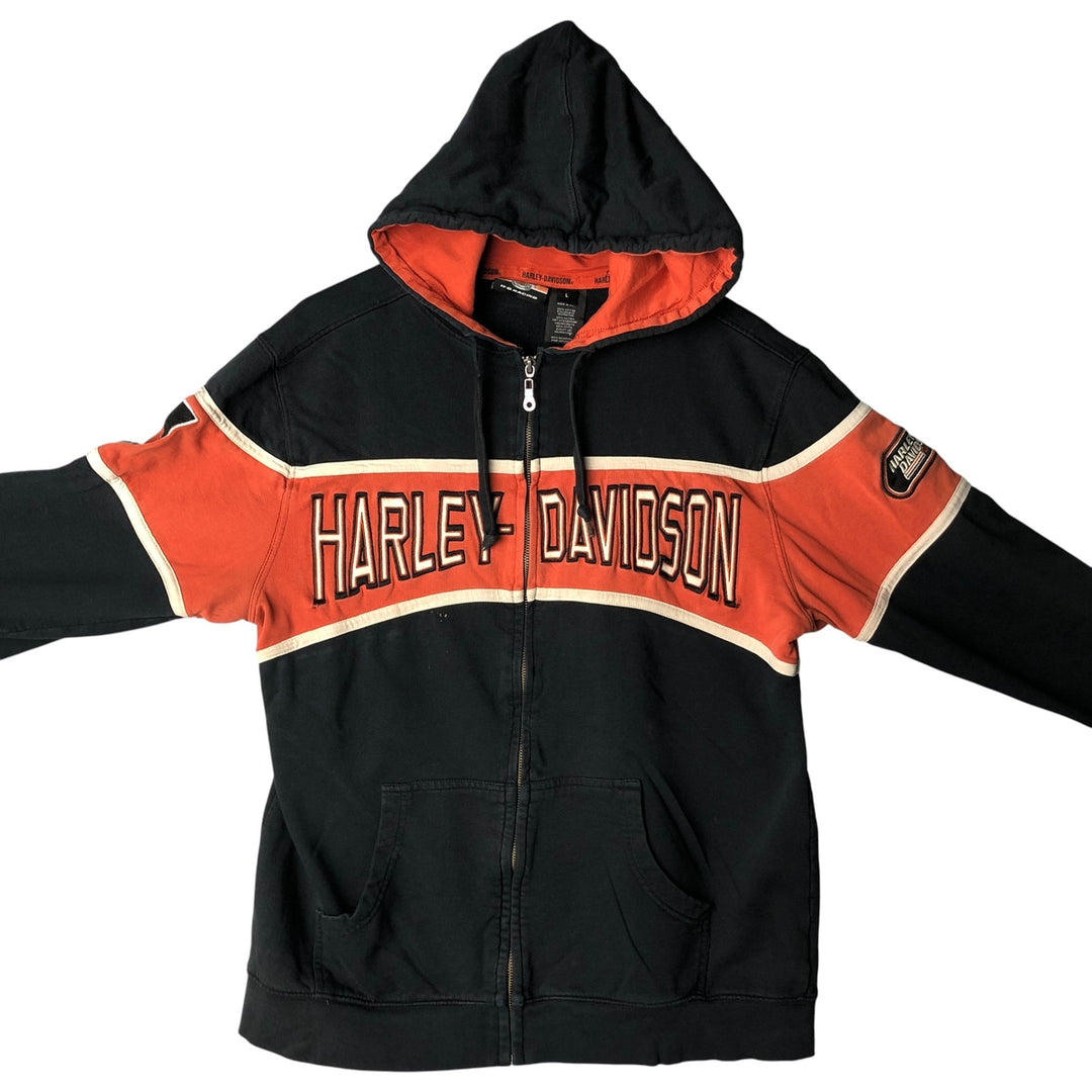 Harley-Davidson Racing Full-Zip Hoodie, Men's Size L cotton black type Vintage Second Hand