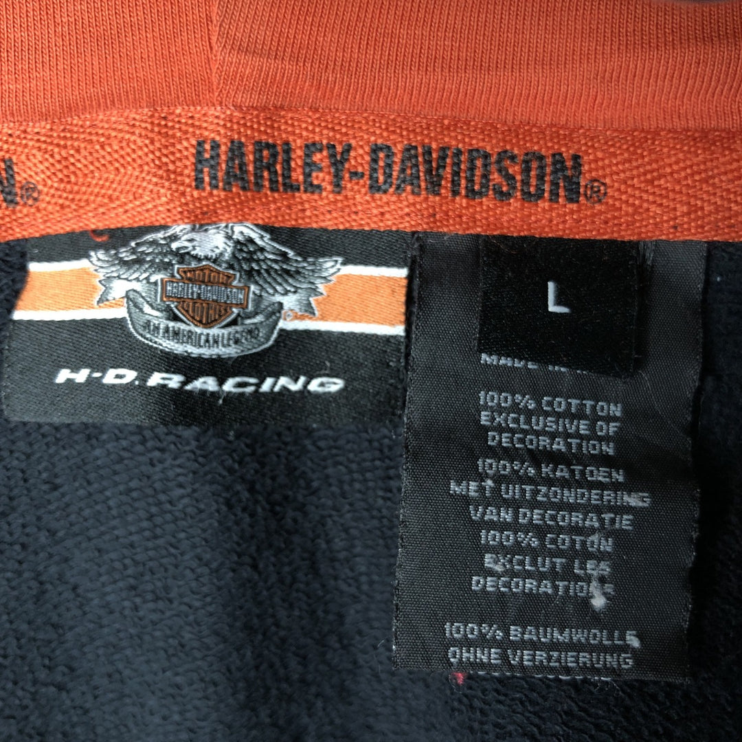 Harley-Davidson Racing Full-Zip Hoodie, Men's Size L cotton black type Vintage Second Hand