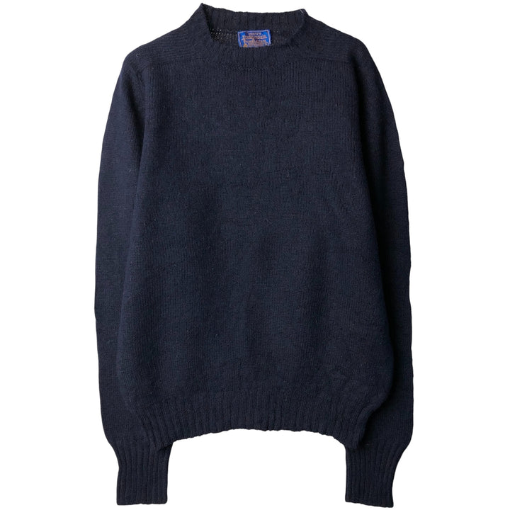 Vintage 1970'S Pendleton Country Traditionals Mock Neck Wool Knit Sweater, Men's Size Large wool navy blue type Vintage Second Hand