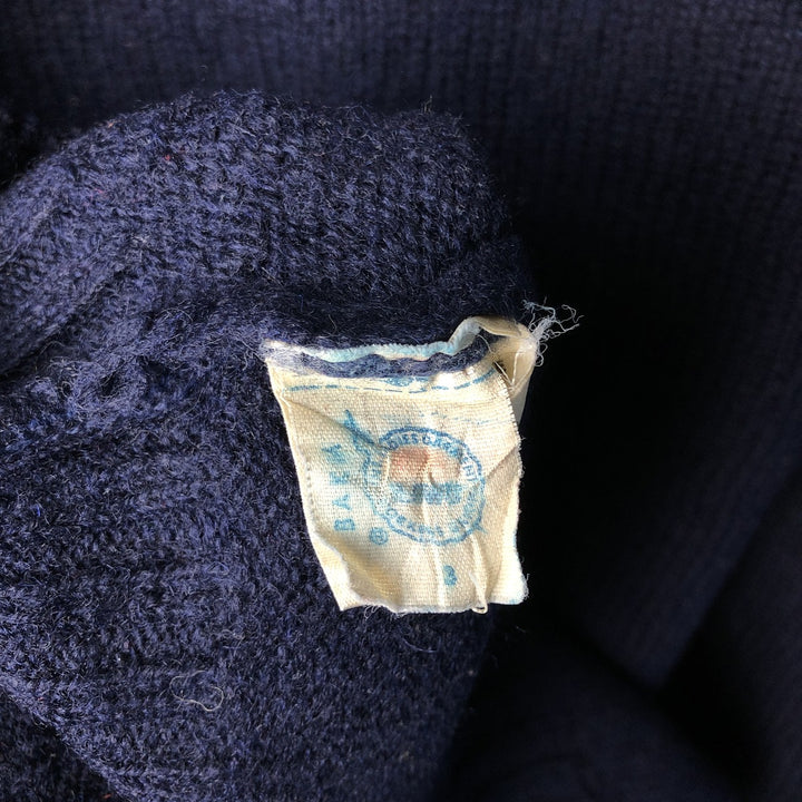 Vintage 1970'S Pendleton Country Traditionals Mock Neck Wool Knit Sweater, Men's Size Large wool navy blue type Vintage Second Hand