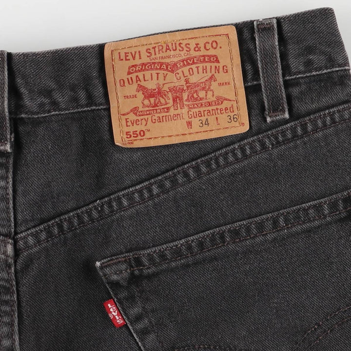00'S Levi's 550 Relaxed Fit Black Denim Tapered Denim Pants Men's W34 cotton black type Vintage Second Hand