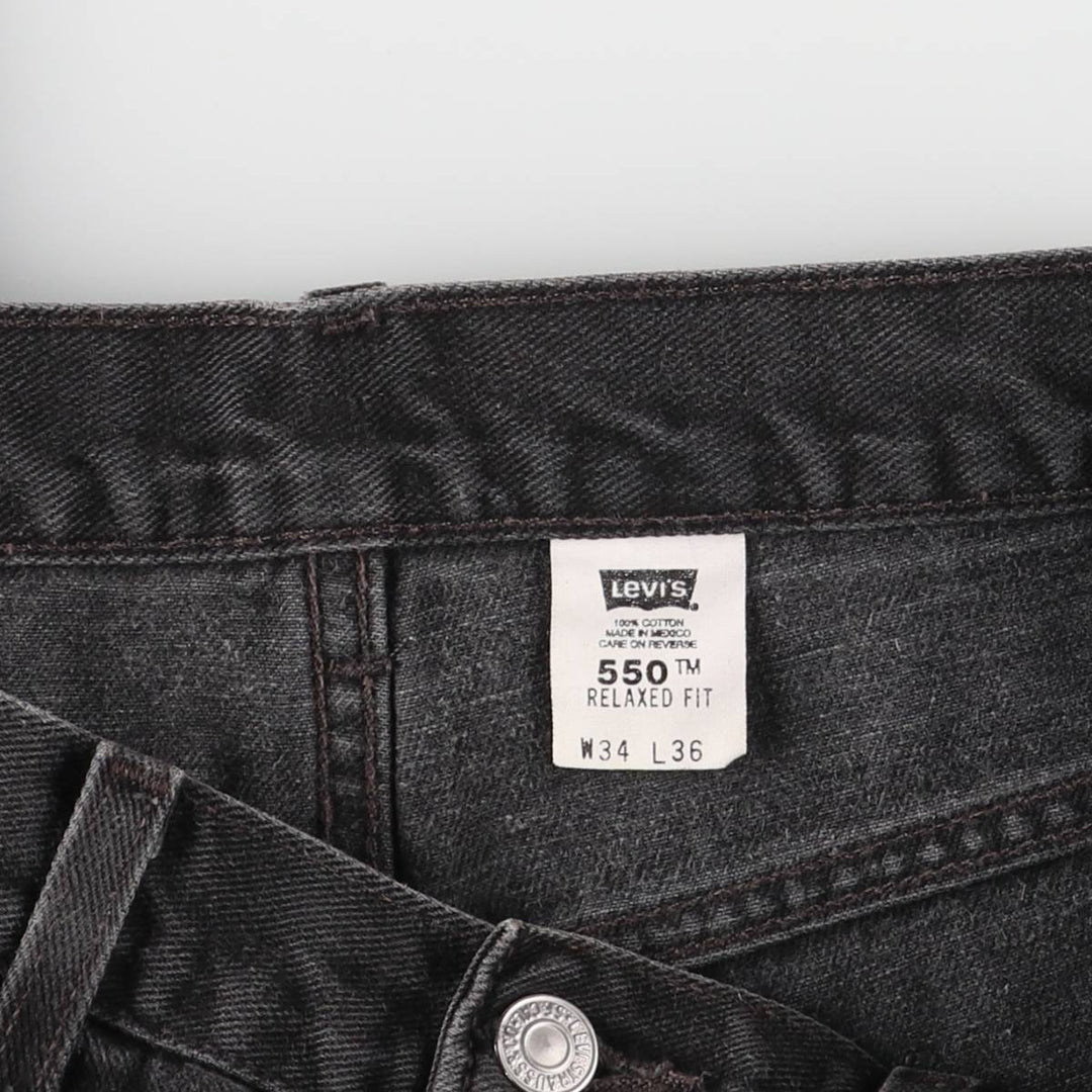 00'S Levi's 550 Relaxed Fit Black Denim Tapered Denim Pants Men's W34 cotton black type Vintage Second Hand
