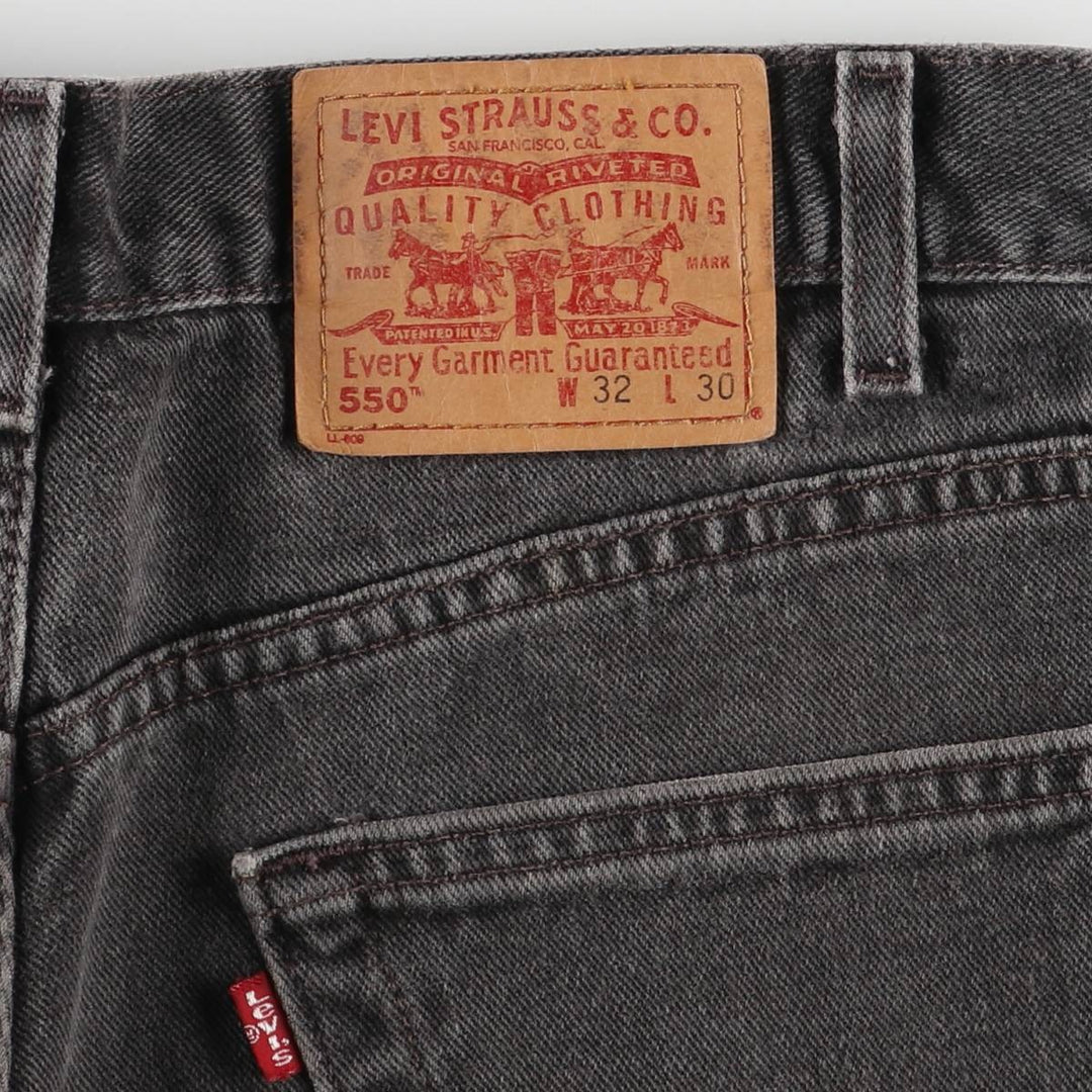 00'S Levi's 550 Relaxed Fit Black Denim Tapered Denim Pants Men's W32 cotton black type Vintage Second Hand