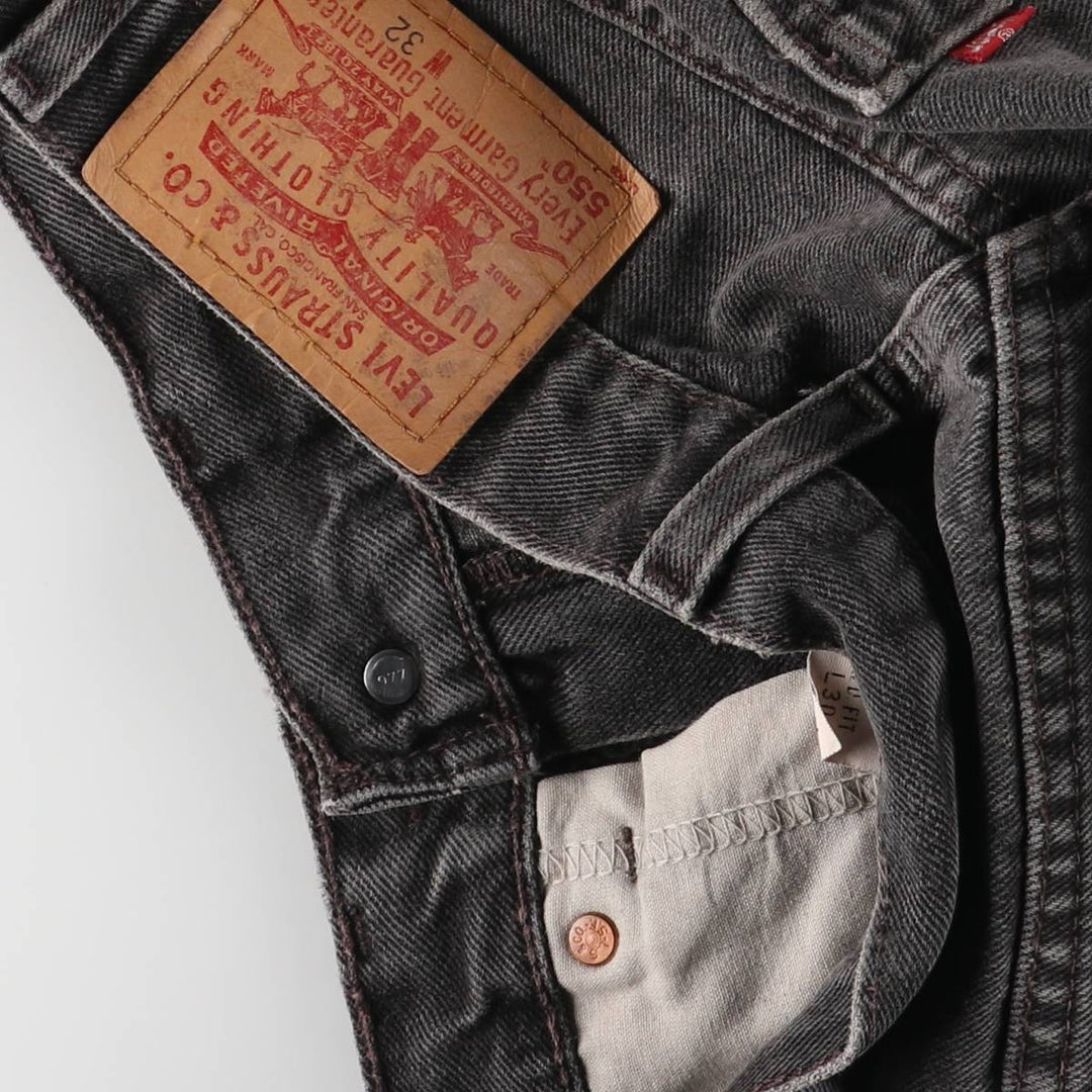 00'S Levi's 550 Relaxed Fit Black Denim Tapered Denim Pants Men's W32 cotton black type Vintage Second Hand
