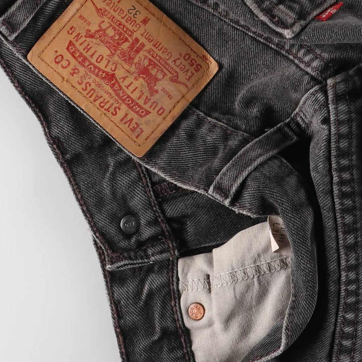 00'S Levi's 550 Relaxed Fit Black Denim Tapered Denim Pants Men's W32 cotton black type Vintage Second Hand