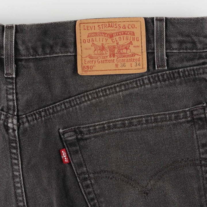 2000'S Levi's 550 Relaxed Fit Tapered Denim Pants, Black, Men's, Size W36 cotton black type Vintage Second Hand