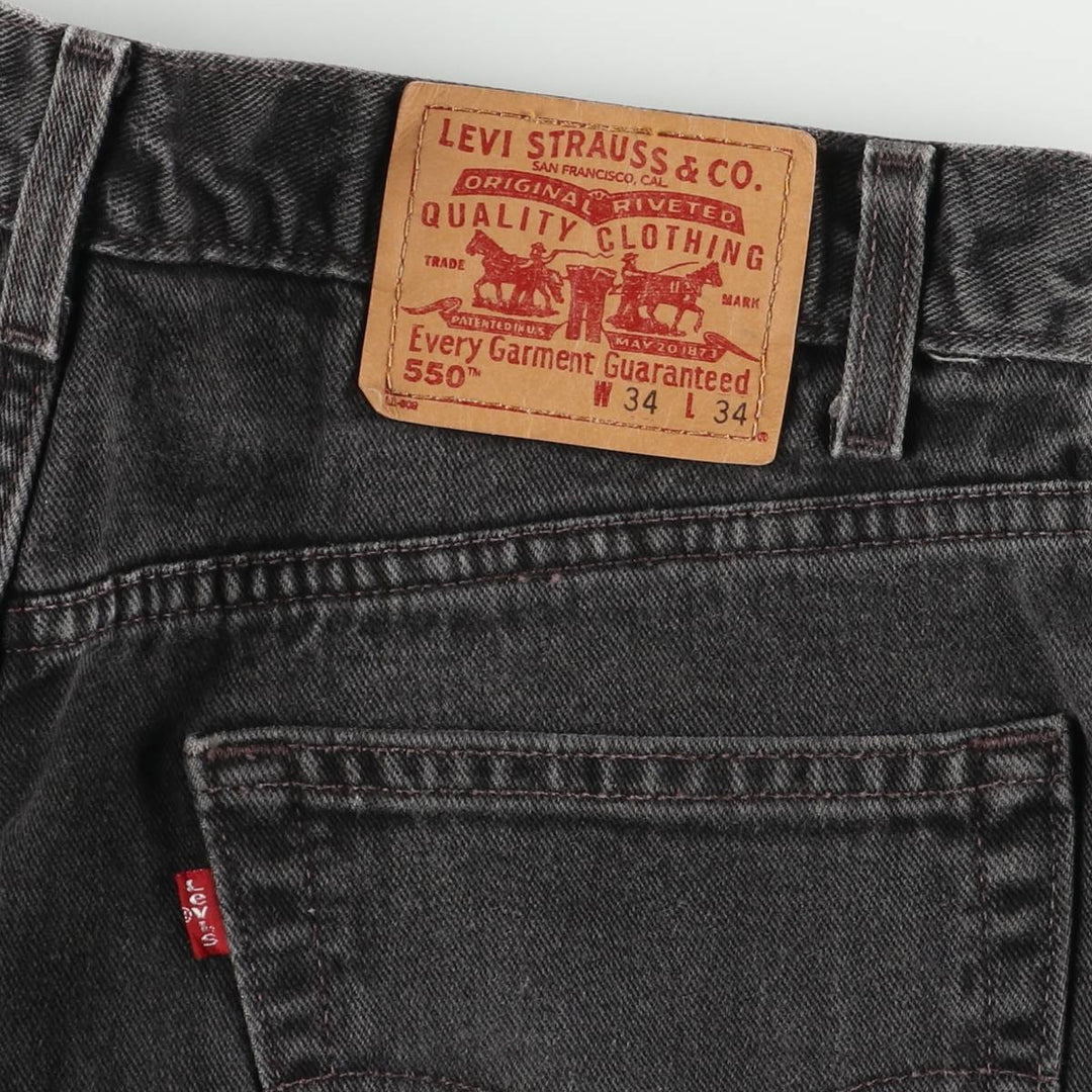 00'S Levi's 550 Relaxed Fit Black Denim Tapered Denim Pants Men's W34 cotton black type Vintage Second Hand