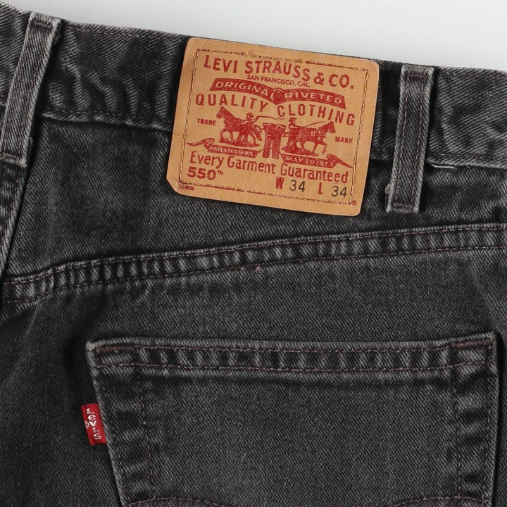 00'S Levi's 550 Relaxed Fit Black Denim Tapered Denim Pants Men's W34 cotton black type Vintage Second Hand