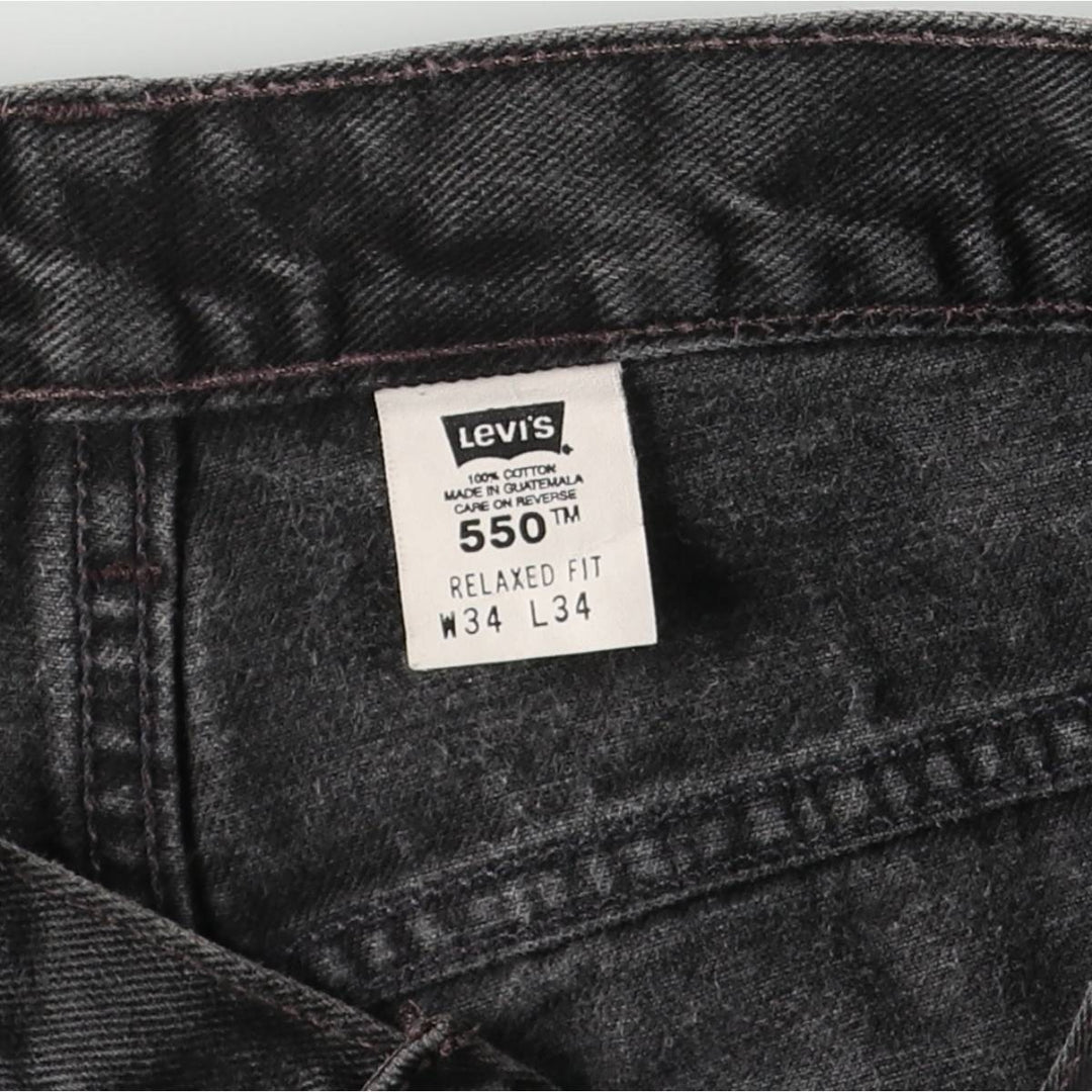 00'S Levi's 550 Relaxed Fit Black Denim Tapered Denim Pants Men's W34 cotton black type Vintage Second Hand