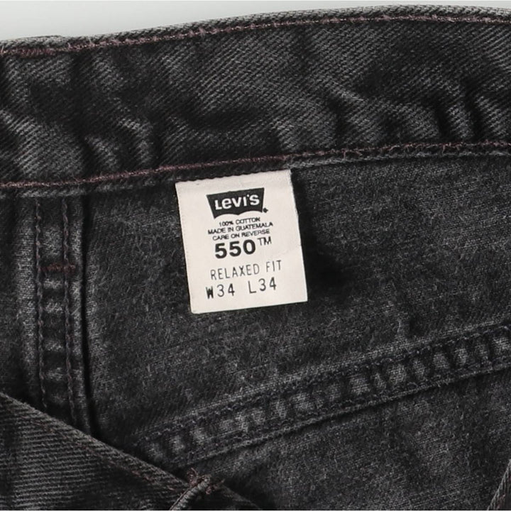 00'S Levi's 550 Relaxed Fit Black Denim Tapered Denim Pants Men's W34 cotton black type Vintage Second Hand