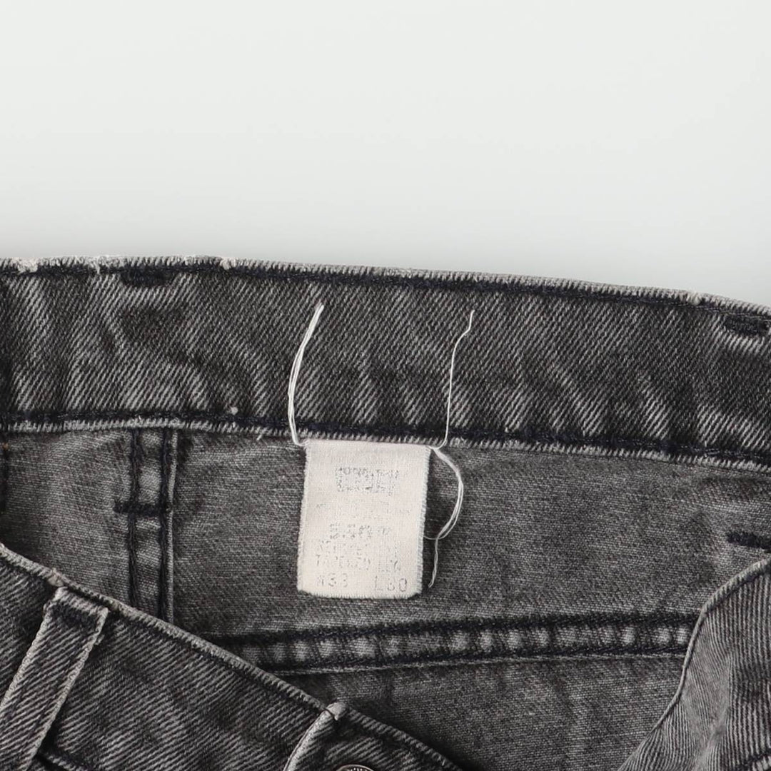 Levi's 550 Relaxed Fit Tapered Leg Men's Tapered Denim Pants with Orange Tabs and Black Denim, Size W33 unclear black type Vintage Second Hand