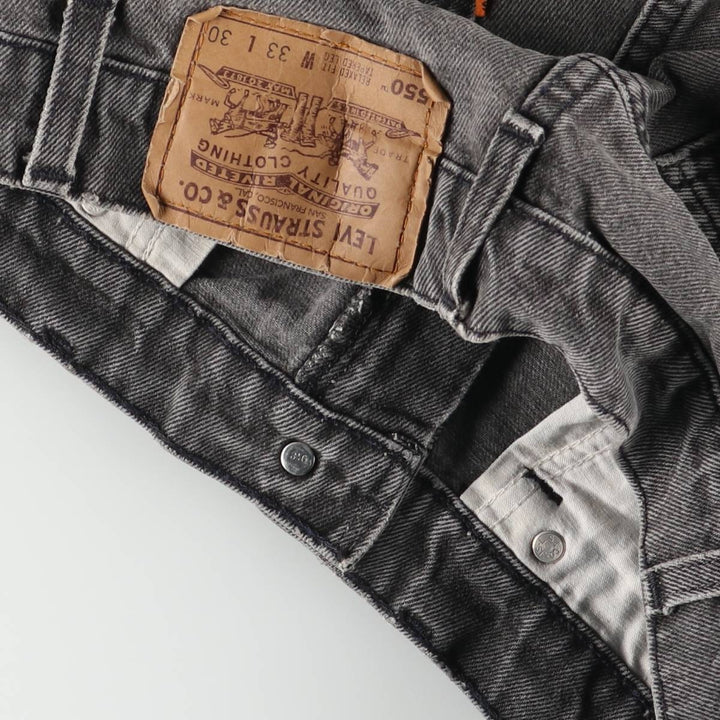 Levi's 550 Relaxed Fit Tapered Leg Men's Tapered Denim Pants with Orange Tabs and Black Denim, Size W33 unclear black type Vintage Second Hand