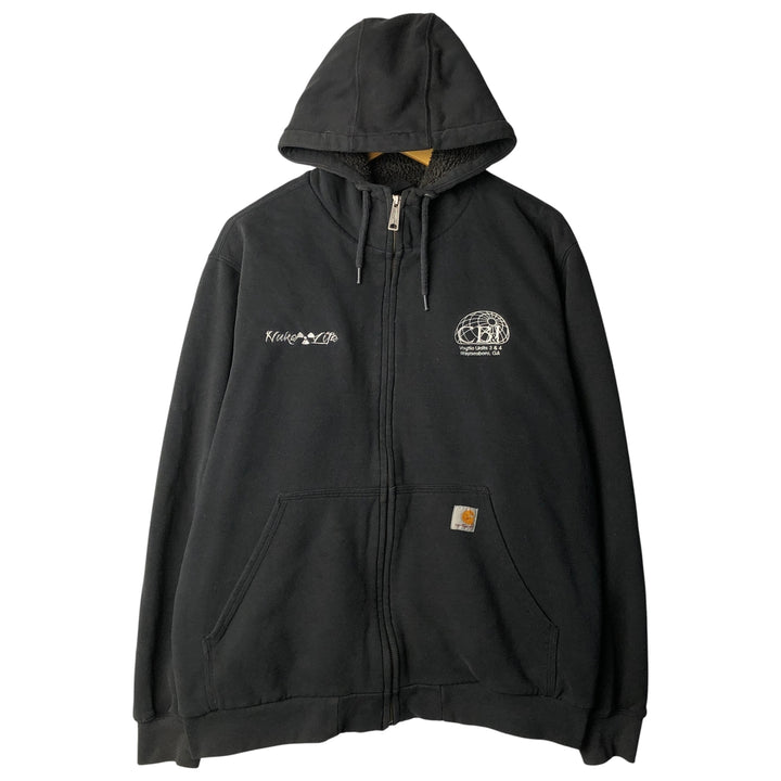 Carhartt Sweat Full Zip Hoodie Men's L size cotton black type Vintage Second Hand
