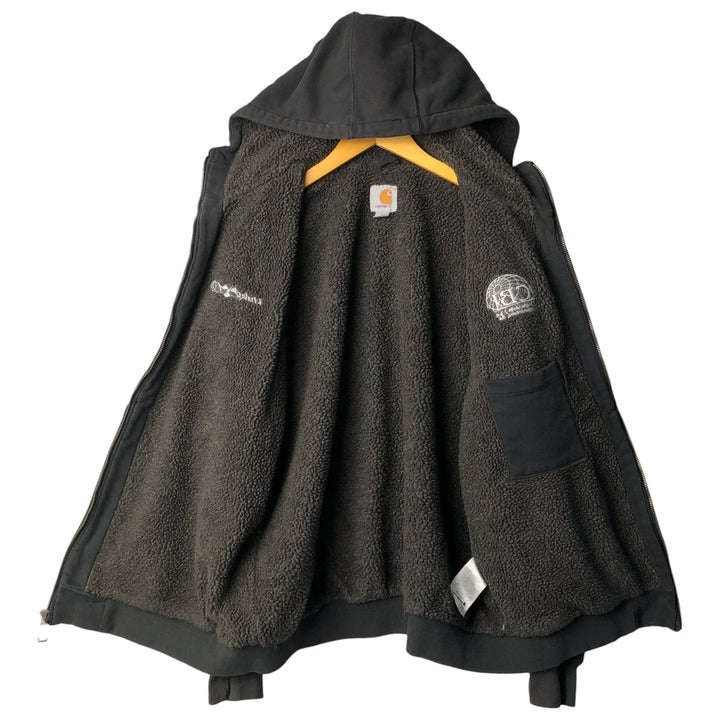 Carhartt Sweat Full Zip Hoodie Men's L size cotton black type Vintage Second Hand