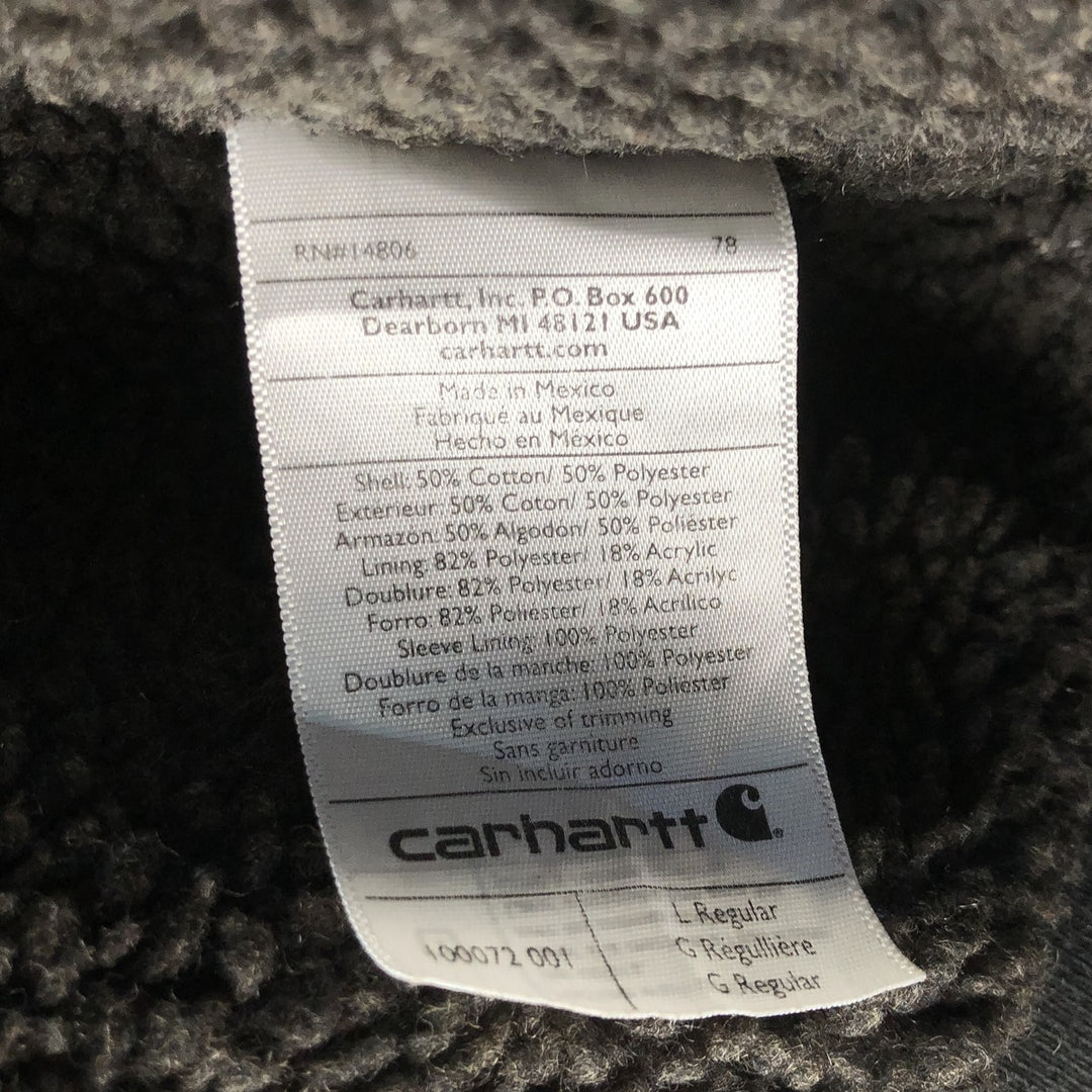 Carhartt Sweat Full Zip Hoodie Men's L size cotton black type Vintage Second Hand