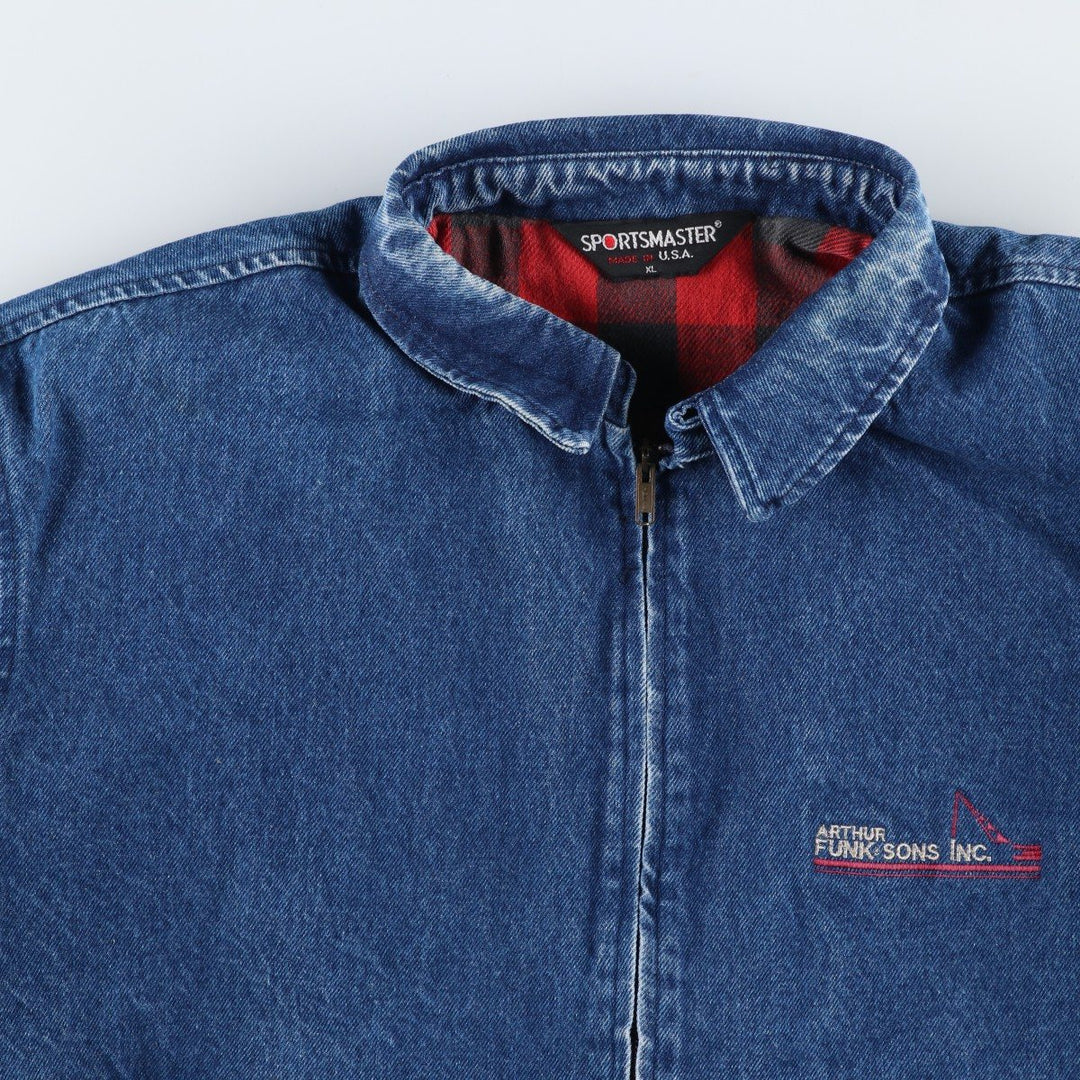 Vintage 1980'S SPORTSMASTER denim swing top sports jacket, made in the USA, men's size XL cotton blue type Vintage Second Hand