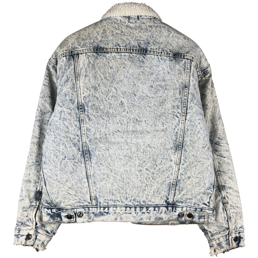 80'S Levi's 70609-0219 Chemical Wash Denim Boa Jacket Made in USA Men's Size L Vintage cotton blue type Vintage Second Hand
