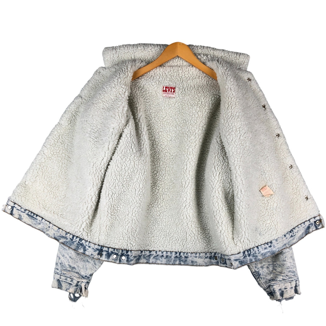 80'S Levi's 70609-0219 Chemical Wash Denim Boa Jacket Made in USA Men's Size L Vintage cotton blue type Vintage Second Hand