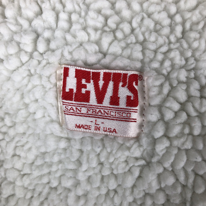 80'S Levi's 70609-0219 Chemical Wash Denim Boa Jacket Made in USA Men's Size L Vintage cotton blue type Vintage Second Hand