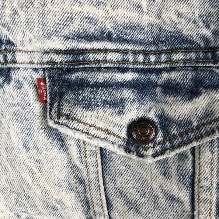 80'S Levi's 70609-0219 Chemical Wash Denim Boa Jacket Made in USA Men's Size L Vintage cotton blue type Vintage Second Hand