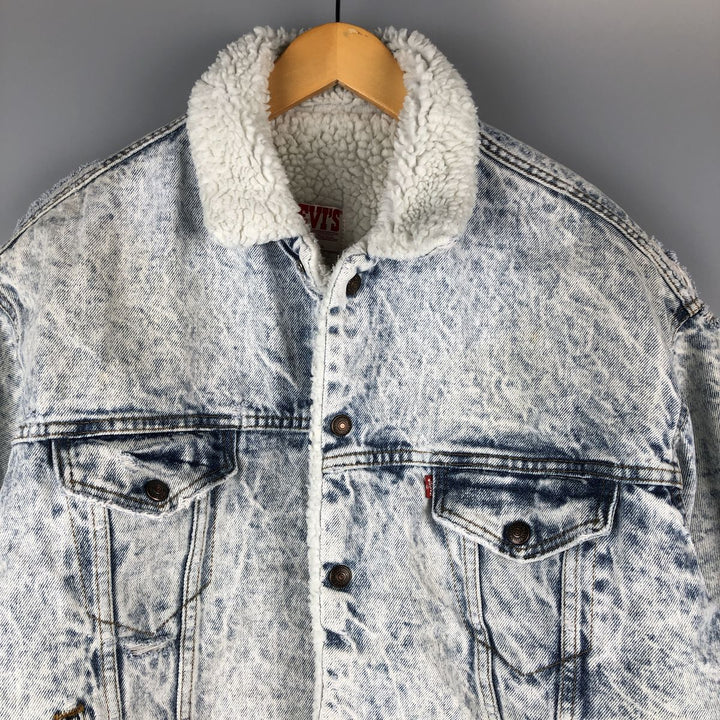 80'S Levi's 70609-0219 Chemical Wash Denim Boa Jacket Made in USA Men's Size L Vintage cotton blue type Vintage Second Hand