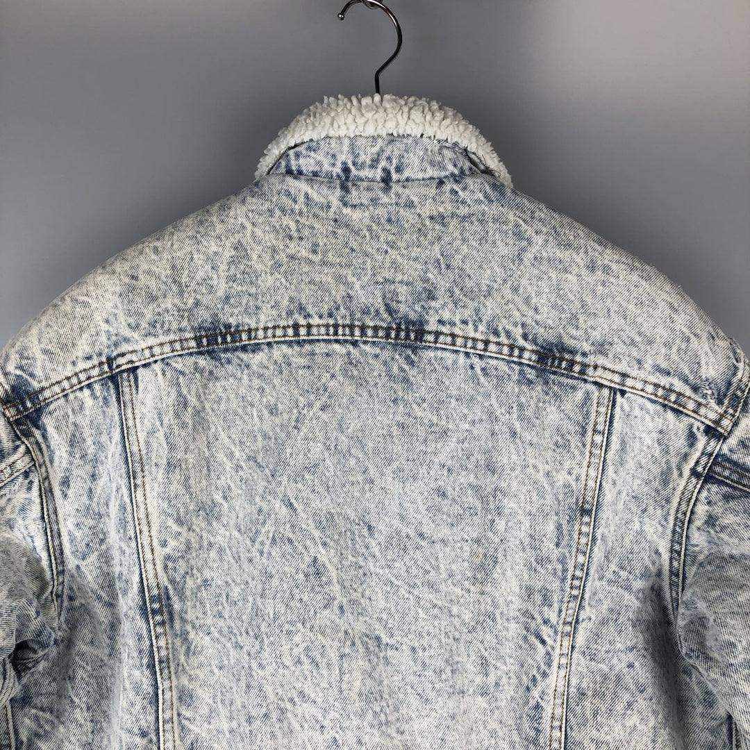 80'S Levi's 70609-0219 Chemical Wash Denim Boa Jacket Made in USA Men's Size L Vintage cotton blue type Vintage Second Hand