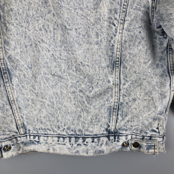 80'S Levi's 70609-0219 Chemical Wash Denim Boa Jacket Made in USA Men's Size L Vintage cotton blue type Vintage Second Hand
