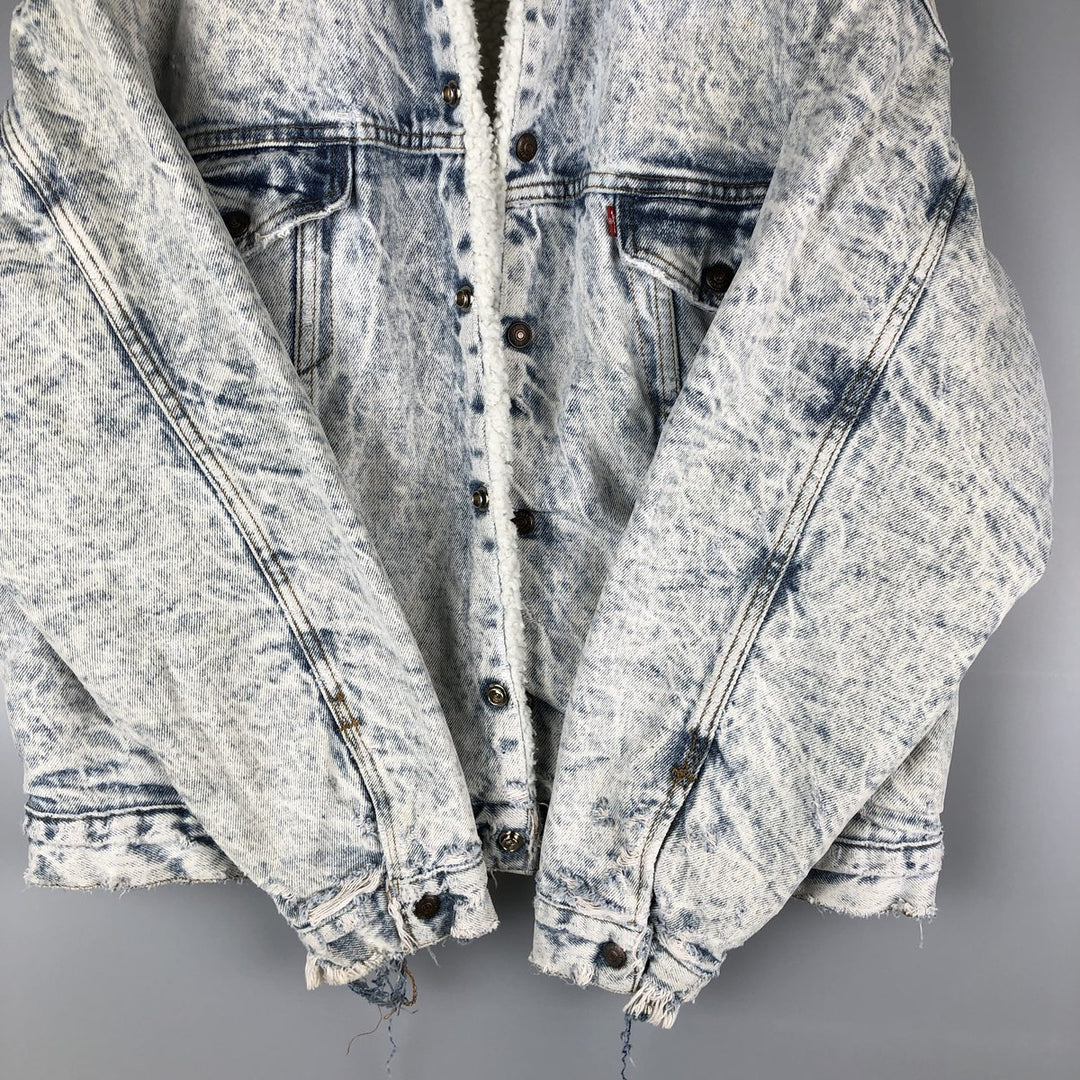 80'S Levi's 70609-0219 Chemical Wash Denim Boa Jacket Made in USA Men's Size L Vintage cotton blue type Vintage Second Hand