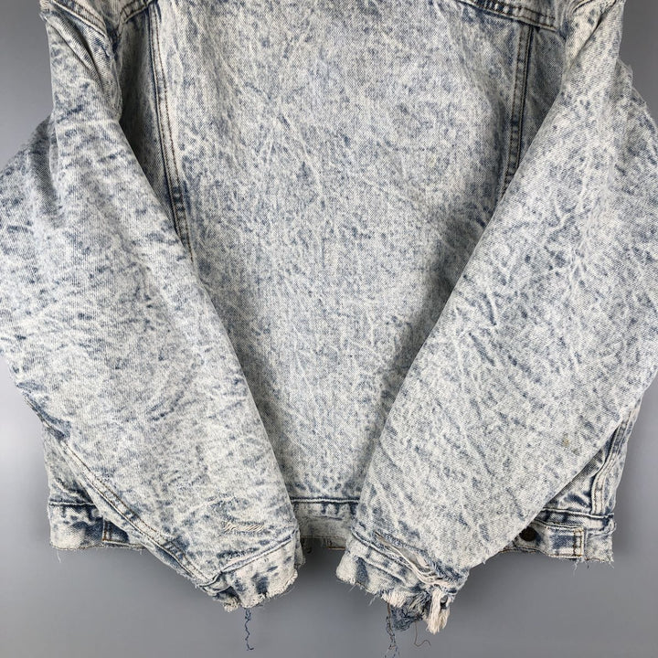 80'S Levi's 70609-0219 Chemical Wash Denim Boa Jacket Made in USA Men's Size L Vintage cotton blue type Vintage Second Hand