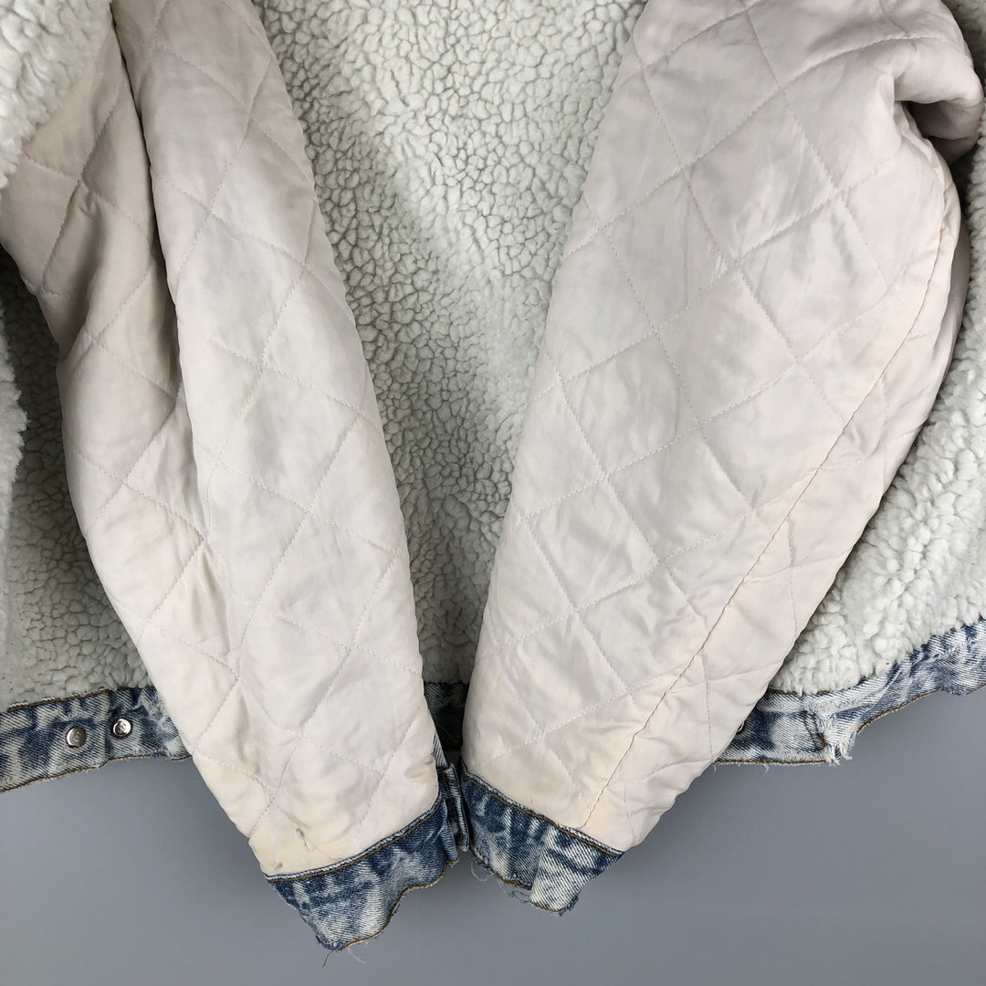 80'S Levi's 70609-0219 Chemical Wash Denim Boa Jacket Made in USA Men's Size L Vintage cotton blue type Vintage Second Hand