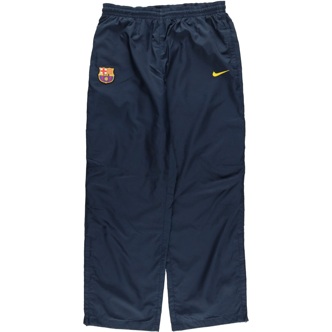 Nike warm-up pants, La Liga Barcelona nylon pants, crinkly pants, men's size L polyester navy blue type Vintage Second Hand