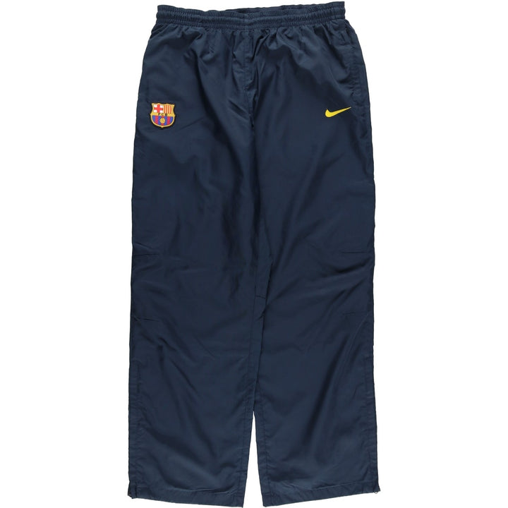 Nike warm-up pants, La Liga Barcelona nylon pants, crinkly pants, men's size L polyester navy blue type Vintage Second Hand